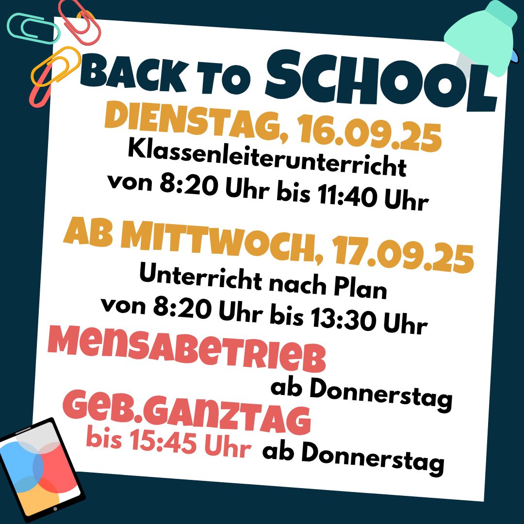 2526 I Bekanntmachung 1Schultag BacktoSchool
